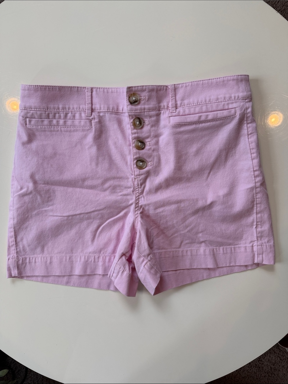 High-Rise Pink Button-Front Women’s Shorts